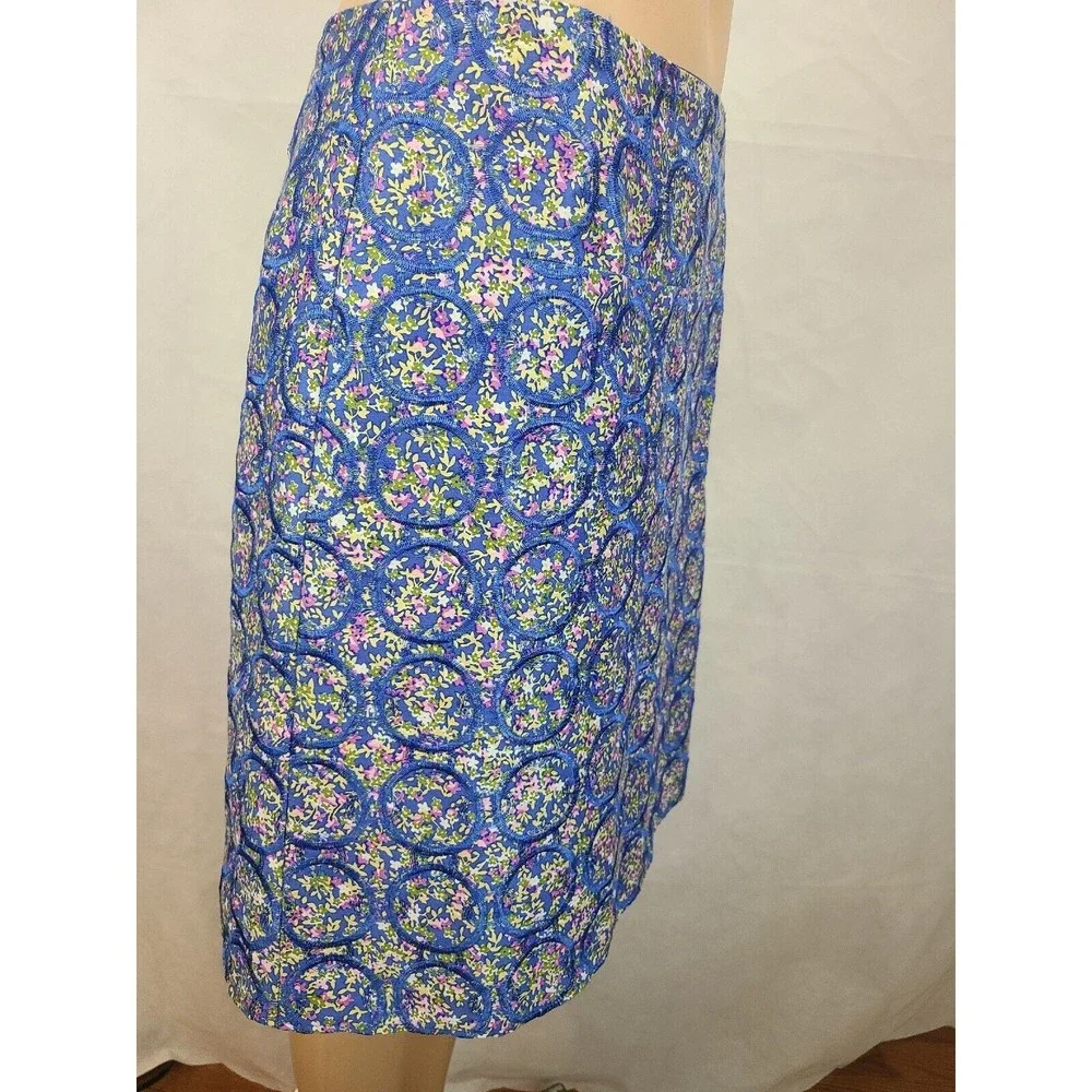 Sevier Skirts Women's (M?) Blue Embroidery Purple Floral Custom Made Short Skirt